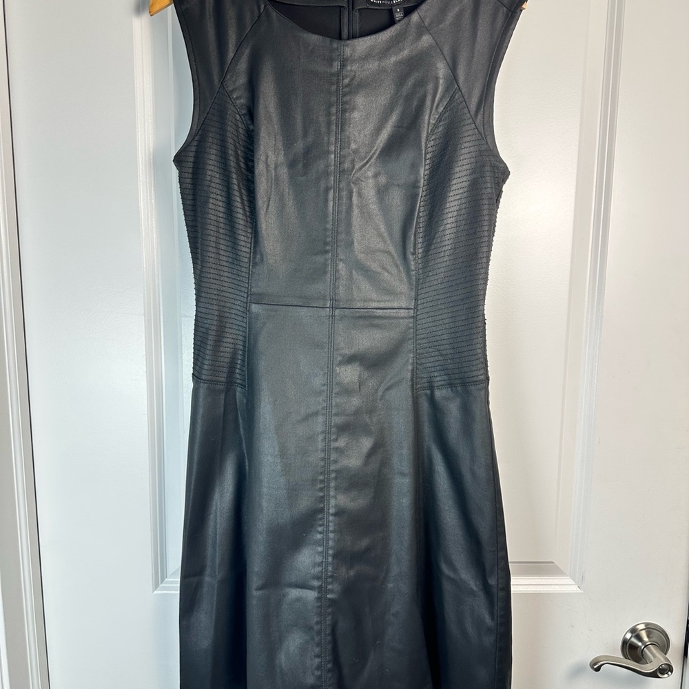 White House Black Market Faux Leather Fit & Flare Dress (Size 8) 🖤 - Picture 4 of 9
